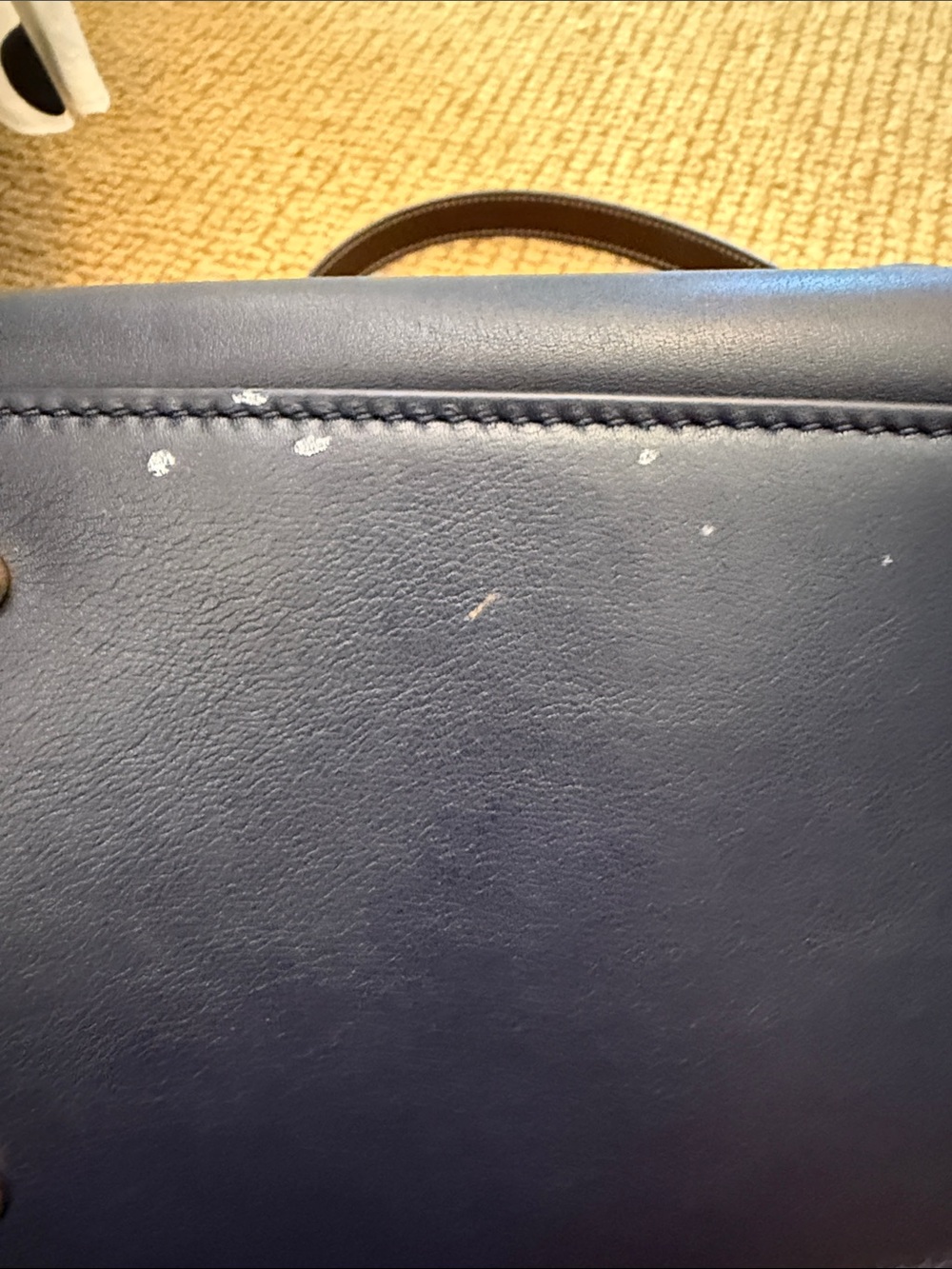 Tory Burch Navy Leather Shoulder Bag with Yellow Accent Corners - Picture 5 of 7
